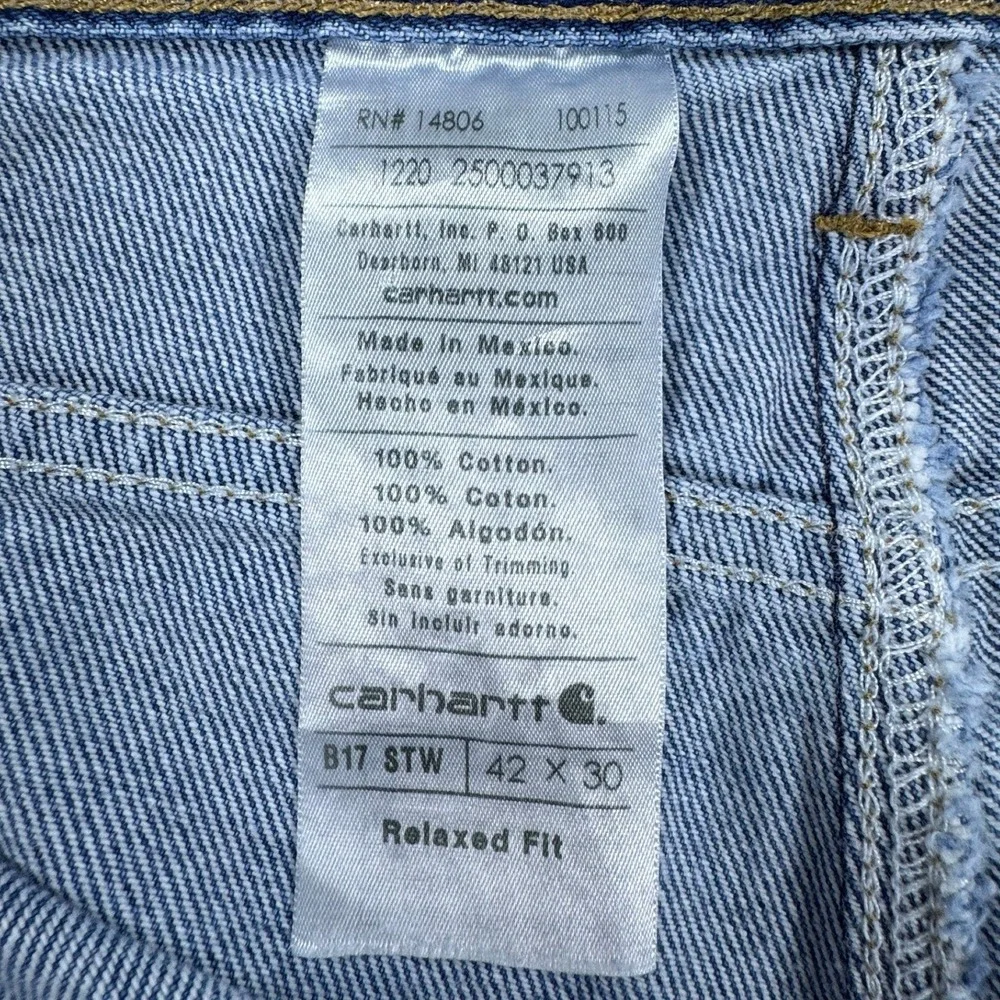 Carhartt B17 STW Relaxed Fit Stonewash Blue Denim Jeans Mens 42x30 Workwear - Picture 4 of 11